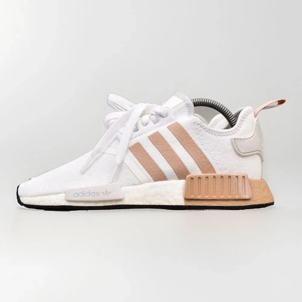 Adidas NMD R1 Womens Size 8 US Ash Pearl White Boost Knit Sneakers Shoes FV2475